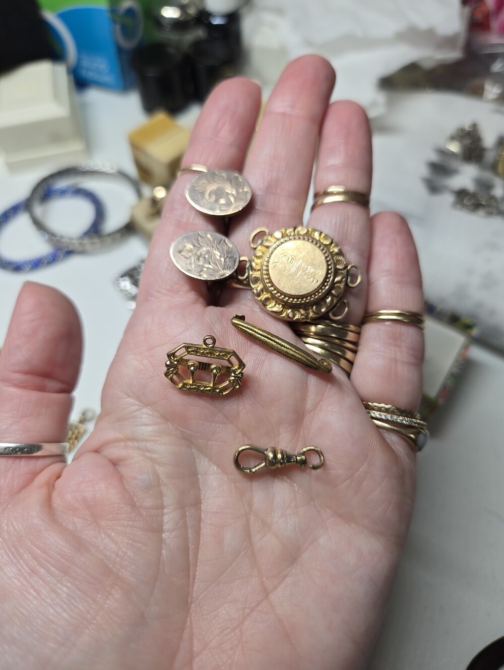 Vintage Gold Filled Jewelry Findings and Clasps Set - Gold